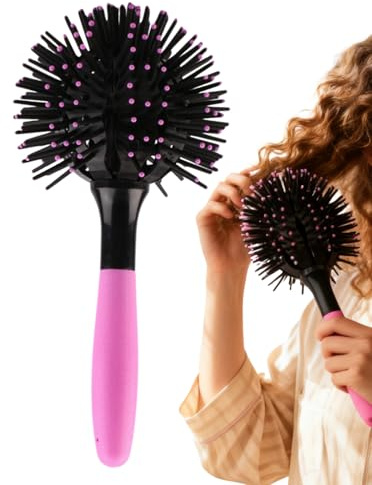 Spazzola Per Capelli A Sferas Rotonda 3D Ragazze Donne, Spazzola Tonda Per Capelli Professionale Ricci Mossi Riccioli, Massaggiante A 360°, Resistente A Alta Temperatura, Bagnati E Asciutti