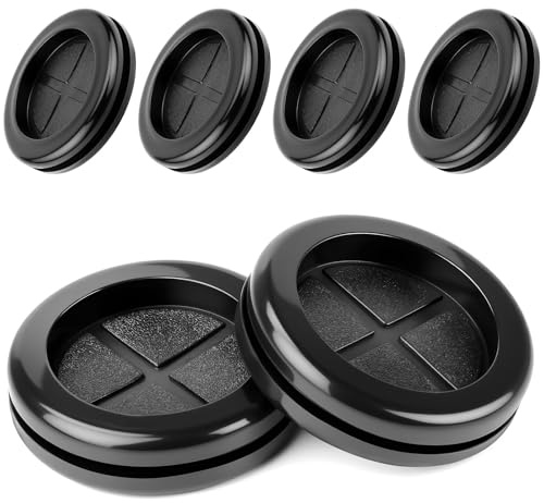 qjuwhua 6 stycken gummihylsor svart 40 mm kabelgenomföring vattentät karossplugg gummipluggar rund dubbelsidig genomföring kabelgenomsläpp för kabelskydd trådskydd kontakter kabel