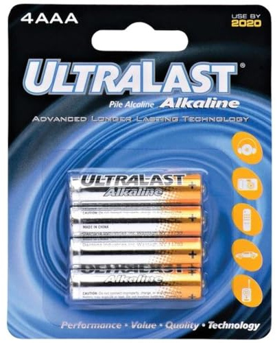 ULTRALAST ULA4AAA ULA4AAA AAA Alkaline Batteries, 4 pk, Multicolor
