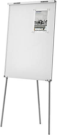 magnetoplan Flipchart Junior SP | BxH 680x1045mm | Höhenverstellbar bis 1,85 m | Mit Dreibeinstativ | Farbe: Astral Silber | Flipchart Tafel | Magnethaftende Schreibtafel | Klappbare Ablageleiste