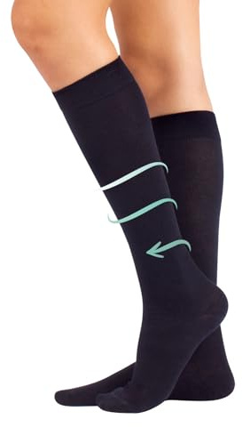CALZITALY Gambaletti Compressione Graduata Media | Calzino Contenitivo 14-16 Mmhg | Calze Unisex In Cotone |S, M, L, XL, XXL | Made in Italy (Blu, M)