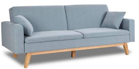 Don Descanso - Canapé lit clic clac 3 Places Convertible lit 3 Places Reine. Dimension canapé : 206x73x80cm | Dimension lit : 180x100cm [Comprend 2 Coussins] | Bleu