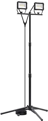 Northpoint LED Blackline Baustrahler Arbeitsstrahler mit Stativ Fluter Strahler 60W (2x 30W) Leistung 4800 Lumen Lichtstrom 158cm Stativ 5m Zuleitung AN/AUS Schalter