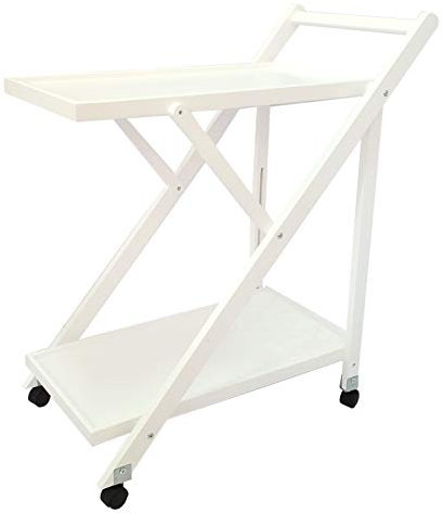 Meyvaser.COM Ecommerce Company Serveuse Pliante avec roulettes Chariot de Service Pliable 65 x 40 x 85 cm Blanc
