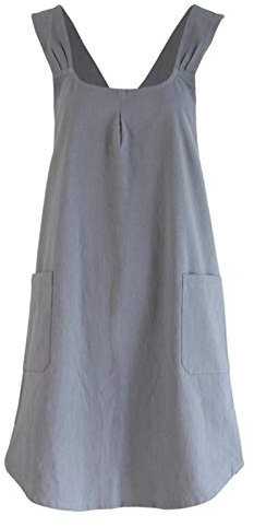 GSDGV Küchenschürze, Küchenschürze, Kreuzrücken, japanischer Stil, Baumwolle, Kochschürze, waschbar, weiche Kochschürze mit Taschen, für Damen und Herren, Heimküche (grau), Einheitsgröße