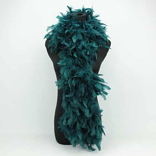 BOA DE PLUMAS DE PAVO TINTADAS COLORES LISOS, 190cm/80gr (VERDE BOTELLA)