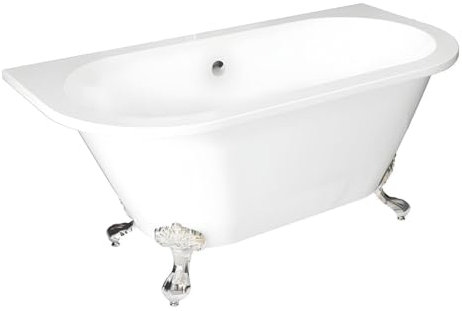 Vente-unique - Baignoire semi-îlot retro avec pieds d'aigle - 154 L - 150 x 74 x 61 cm - Blanche - Acrylique - SPARUS