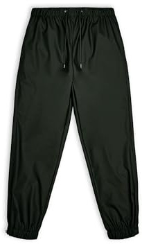 RAINS Pants Regular – Green Lightweight Waterproof Overpants for Men and Women with Elastic Waistband, Breathable Fit, Windproof Finish and Welded Seams – 2 Year Warranty