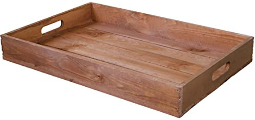 Plateau de Service en Bois Décoratif - Transport et Présentation pour Petit-déjeuner et Lit 60 x 40 x 8 cm (Marron)