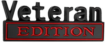 CGEAMDY Veteran Edition Emblem Aufkleber 3D Auto Aufklebers, 3D Metall Auto Aufkleber Chrom Aufklebers Emblem, Auto Aufkleber 3D Emblem Badge Abzeichen(Schwarz-Rot)
