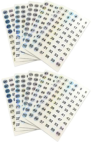 ASYKNM Pack de 1 à 300 chiffres autocollants réfléchissants,10 feuilles d'autocollants laser,600 étiquettes autocollantes étanches pour trier,ranger,classer organiser vos fournitures avec précision