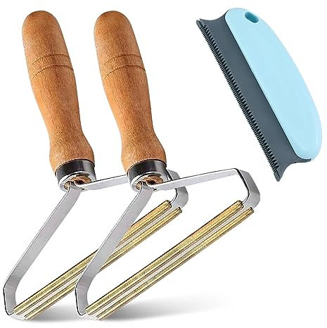 GWAWG Anti Bouloche Manuel, Lot de 3 Brosse Chien Chat Nettoyeur Peluche Manteau Tissu Grattoir Lint Remover,pour Manteau Tissé, Tapis, Tricot