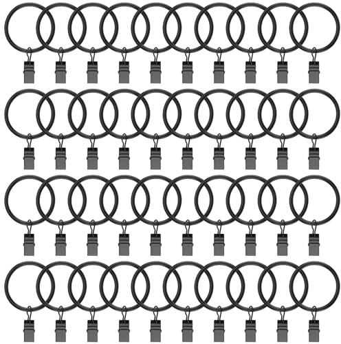 CHUEHKAK 40 Anillos de Cortina con Clips, Anillos de Cortina de 38 mm, Anillos de Cortina con Pinzas, Clips de Cortina con Anillo, Anillo de Barra de Cortina, Metal, para Cortinas, Cortinas y Barras