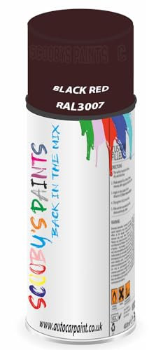 SCOOBYS PAINTS BACK IN THE MIX RAL3007 Black red 400ML Aerosol Spray Paint RAL Colour Can Gloss Shinny Finish DIY Indoor/Outdoor Wood Plastic Metal Heat Resistant Steel