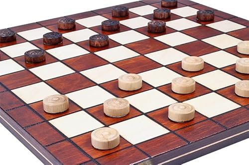 Sunrise Chess & Games Dame 64 Felder - Klassisches Dame-Spiel aus hochwertigem Holz