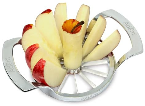 Adam Coupe-pommes professionnel en acier inoxydable - Outil de cuisine pour la préparation des fruits - 12 pièces - Durable, polyvalent et facile à nettoyer (coupe-pommes)