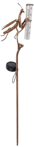 Pluviómetro decorativo para exteriores, mantis forma medidor de lluvia, 2-en-1 solarímetro al aire libre pluviómetro pluviómetro exterior para yardas césped senderos y terrazas