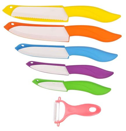 Astylway Keramikmesser Set 6-teilige Keramikmesser gefärbt mit Abdeckung Küchenmesser Set beinhaltet Schäler 3-Zoll-Paring Messer Brotmesser 6-Zoll kleines Kochmesser