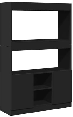 Credenza alto nero 92x140 cm legno di ingegneria