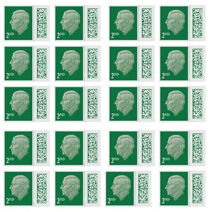 20 x 2nd Class Stamps UK Standard Domestic Mail Posting QR/Barcoded, Self-Adhesive - Second Class Postage Stamps (Pack of 20)