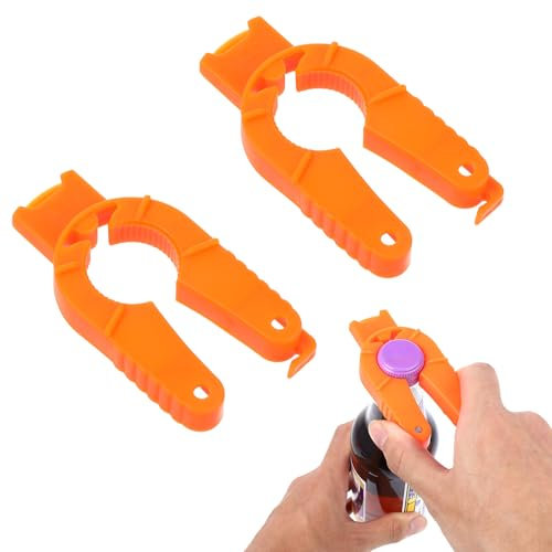 Lot de 2 décapsuleurs 3 en 1 pour personnes âgées - Bouchon à vis - Ouvre-bouteille en plastique multifonction - Facile à utiliser pour les personnes âgées souffrant de problèmes de main