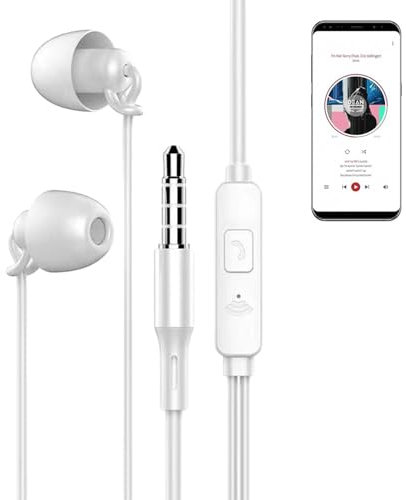 Auriculares para dormir con cable, auriculares suaves para dormir con cable, auriculares de silicona para dormir, 3.5 mm, cancelación de ruido, auriculares para dormir intrauditivos para