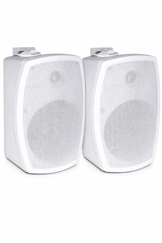 System One OD520 WH – Pareja de Altavoces Exteriores Blancos Impermeables IP54, 120W, 2 Vías, Montaje Pared o Techo, Resistentes Agua y UV, Sistema Cableado Sin Bluetooth.