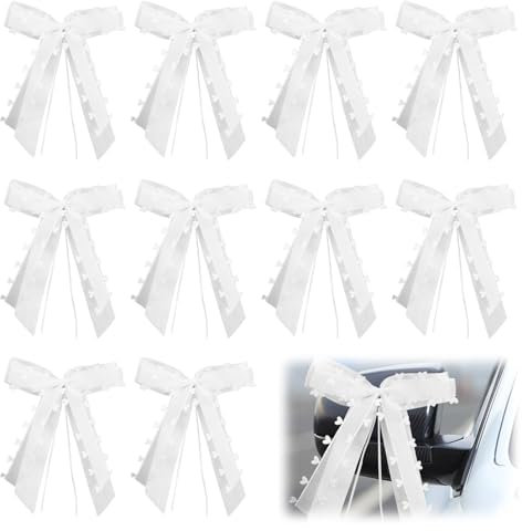 10 Pièces Noeud Voiture Mariage,Décoration Voiture Mariage Ruban Noeud,Déco Voiture Mariage Décoration Ruban,Décoration Voiture Mariage,Ruban Voiture Mariage,Déco Mariage Voiture