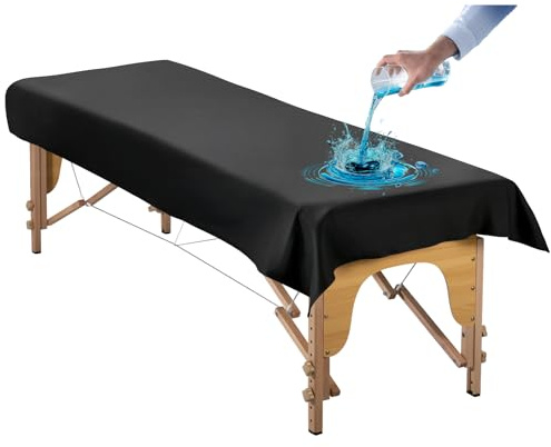 Massage Table Cover for Esthetician Beds, Reusable PU Leather Lash Bed Cover Well Protected Massage Bed in Therapy Facial Spa Tattoo Beauty Salon, Waterproof Wax Sheet Easy to Wipe Oil Stains