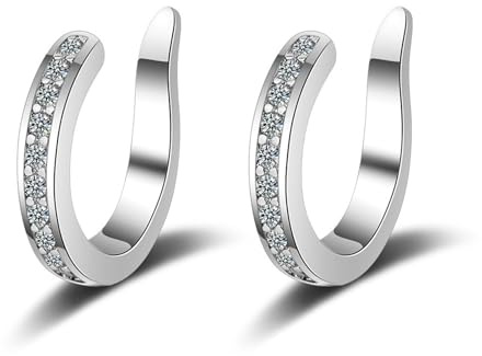 Ear Corrector, clip per correzione delle orecchie a vela, orecchini argentati con diamanti, per pelli sensibili e senza piercing, ideali per l'uso quotidiano e occasioni speciali