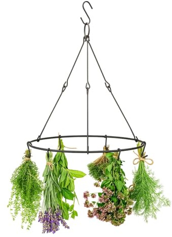 CKB LTD Secador de hierbas y flores, estante de secado colgante para cocina y jardín, accesorio que ahorra espacio para aire en interiores o exteriores, para plantas, hierba, vainilla, especias