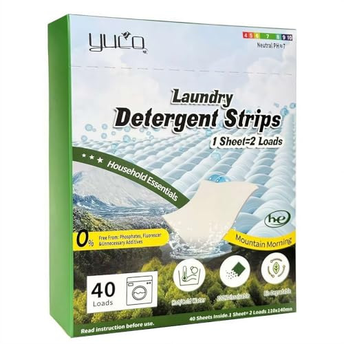 Lightweight Laundry Sheets (40 Pcs) - Concentrated Laundry Tablets with Advanced Surfactants & Enzymes, Plant-Based Stain-Free Cleaning for HE Washers, Lavender Scent, Plastic-Free Packaging