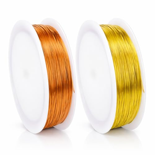SULIUDAJI 2 Rotoli di Filo di Rame, Filo per Gioielli, 0.2mm Filo di rame nudo Filo filo perline, per Artigianato, Creazione di Gioielli Fai da Te,filo di rame per gioielli,fil di ferro modellabile