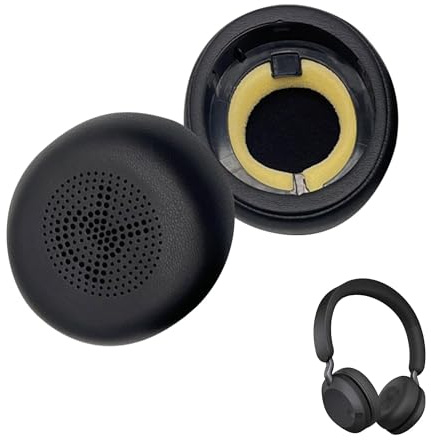 2PCS Earpads Replacement for Jabra Evolve2 65 (65MS 65UC USB)/Evolve2 40 (40UC 40MS USB)/Elite 45h On-Ear Wireless Headset, Soft Protein Leather Headphone Replacement Ear Pads Cushions