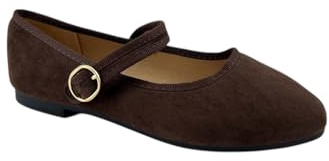 MODELISA - Zapatos Bailarinas Plana Cierre con Hebilla Estilo Casual Mujer (Marrón, Sistema Tallas Calzado EU, Adulto, Mujer, Números, Mediano, 39)