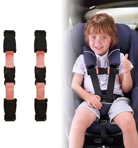2 Piezas Bloqueo Cinturón Seguridad Niños, Cierre Seguridad Cinturón Coche para Silla Infantil, Hebilla de Ajuste Universal para Cinturón de Seguridad, Rosa, 18x3cm
