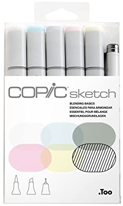 COPIC Sketch Set Blending Basics, 6 Twin Marker mit einer mittelbreiten und einer Brush-Spitze
