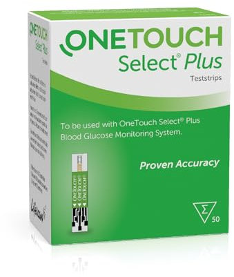 OneTouch Select® Plus Test Strips I 50 Tests I for Blood Glucose Monitoring with Diabetes I 1 Pack I 50 Test Strips Included