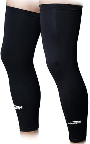 COOLOMG Beinlinge Knielinge Kompression Kniewärmer Radsport Basketball Fußball UV Sonnenschutz Anti Rutschen für Herren Damen Kinder Jugend Schwarz XL (1 Paar)