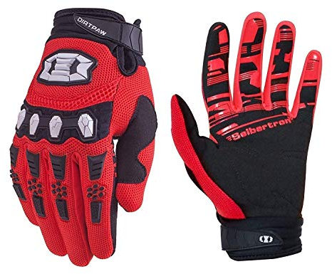 Seibertron Bambini/Gioventù Traspirante Touch Screen Pieno Dito Guanti Sportivi per Ciclismo MTB Bicicletta Bici BMX MX ATV MTB e Road Racing Motorcycle Motocross con Protection sulle nocche Red XS