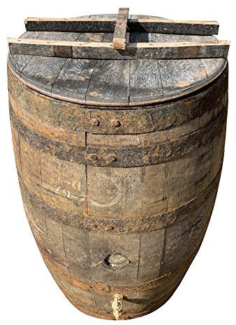 Cheeky Chicks Ltd Rustic Oak Traditional Wooden Whisky Barrel with Removable Top Water Butt 200ltrs