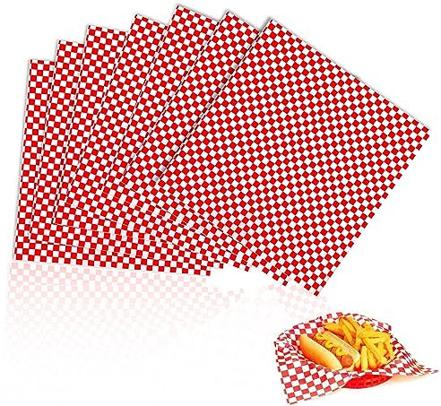 100 Blatt Lebensmittelverpackung Papier,27.9 x 27.9 cm Wachspapier,Einweg Fettdichtes Papier,Antihaft Wachspapier Kuchenverpackungen,Geschenkpapier für Sandwich Burger Wrap Kuchen Brot