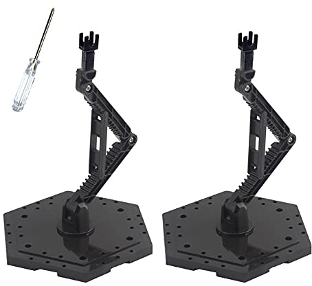 XISTEST Hobby Action Base, supporto per modellini, espositore per hobby compatibile con modelli di figure Gundam HG RG in scala 1/144, nero (2 pezzi)