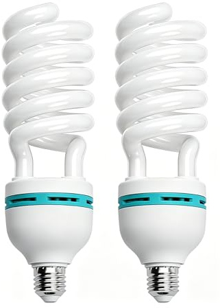 Andoer 2 x LED-glödlampa 5500k E27, dagsljus CRI90 energisparlampa för fotografering, softbox, fotostudio