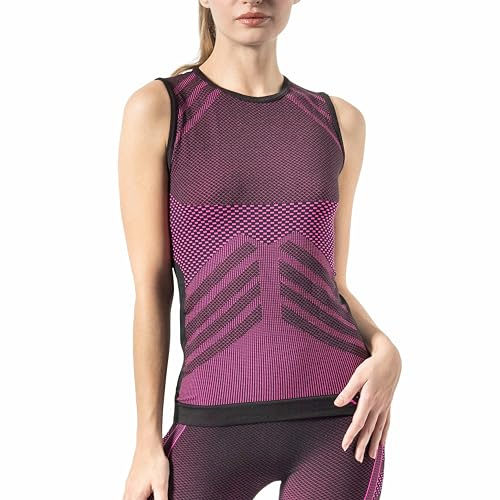 Risalti Maglia Termica Donna Smanicato Energy - Maglia Tecnica Donna Traspirante, Canotta Compressione, Intimo Termico Senza Etichette per Sci, Trekking, Running, Ciclismo - Made in Italy