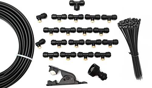 SUPERFOG - Sistema de Nebulización doméstico para refrescar el patio o jardín. con 18 Toberas o puntos de enfriamiento, Negro, SF3051