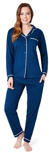 CityComfort Pyjama Femme Hiver en Coton Boutonné Devant Loungewear Vêtements de Nuit S-XL