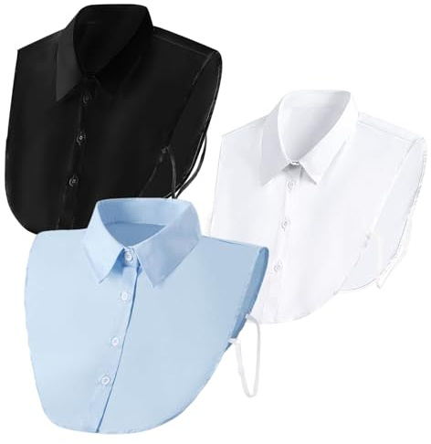 EUPSIIU Lot de 3 cols pour femme - Demi-chemise amovible - Demi-chemise - Col blouse - Faux col - Col amovible - Confortable pour femme - Bureau, 3 pièces., 38-42