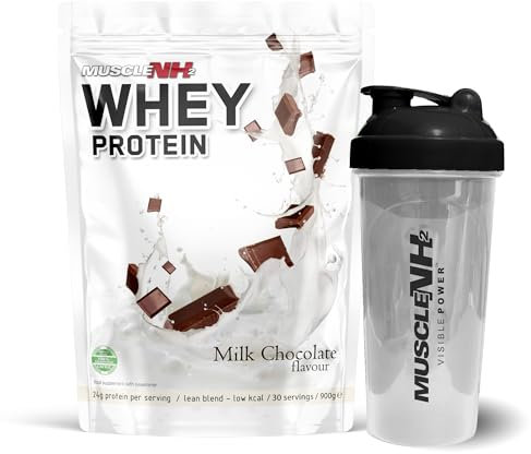 MuscleNh2 Whey Protein Powder 900g Chocolate, Whey Protein Concentrate for Muscle Growth and Recovery