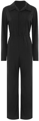 Jugaoge Damen Arbeitsoverall Langarm Coverall Baumwolle Overall Elastische Taille Arbeitsanzug Schutzanzug Halloween Horror Outfit Schwarz S